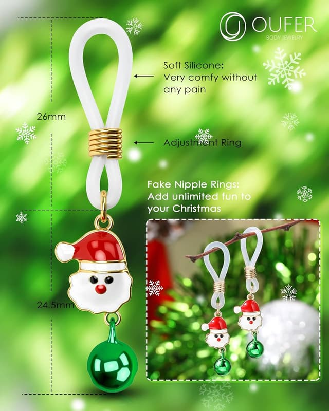 Thumbnail 3 de OUFER 2 pièces Fake Nipple Piercings Bar Noël