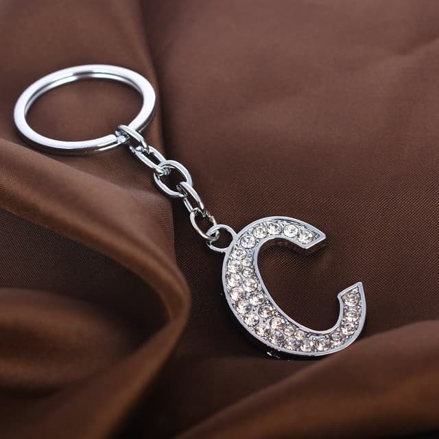 Detalle de BESPMOSP A-Z Letter Keychain keyring with crystal inlay (alloy) — gift inspiration for best friends