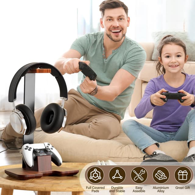 Thumbnail 2 de CUIWHRL Controller Stand Wood Headphone Stand