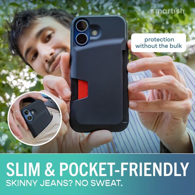 Detalle 2 de Smartish iPhone 17 Wallet Case (Wallet Slayer Vol. 1) — Slim Protective Credit Card Holder, Black Tie Affair