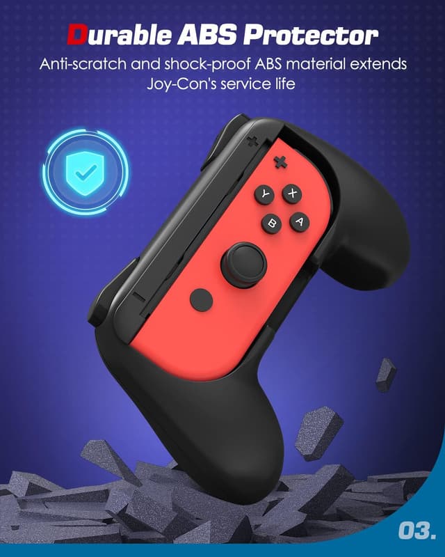 Detalle 1 de Switch Joy-Con-Grip von MoKo für 2 Stück