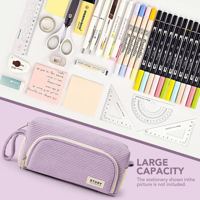 Detalle 2 de KALIDI Corduroy Pencil Case with Multi Pockets – 8.3 x 3.5 x 4 inch organiser for school and office