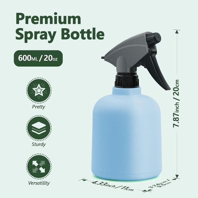 Detalle de RONTADA Plant Mister Spray Bottle (600ML) – Refillable indoor/outdoor trigger mist water sprayer, blue