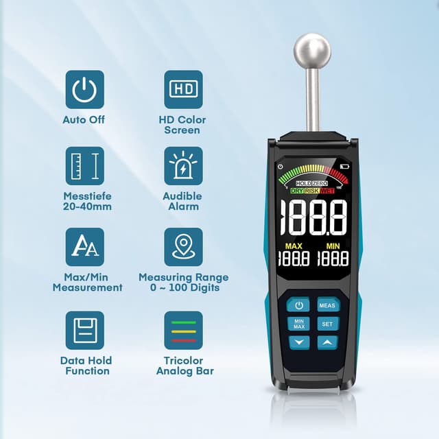 Detalle 2 de DURFICST Feuchtigkeitsmessgerät 3 Zoll HD