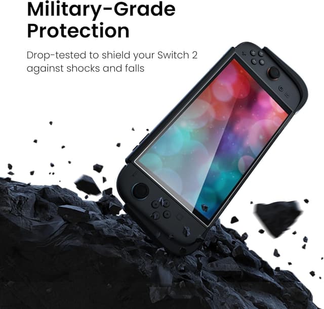 Detalle de KIWIHOME P2 Shield Dockable Case for Switch 2 (2025) with 9H Tempered Glass Screen Protector, Black