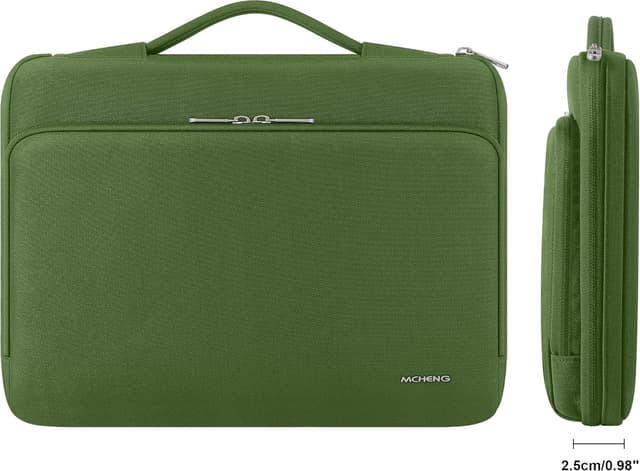 Detalle de MCHENG Laptoptasche für 14 Zoll mit Rundum-Schutz, ausziehbarem Tragegriff und wasserabweisendem Material (grün)