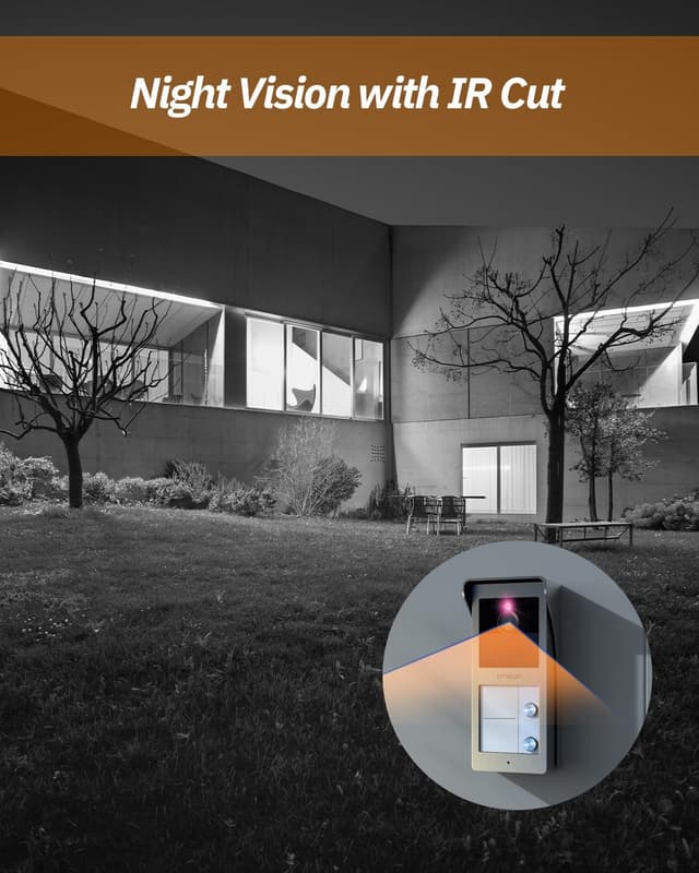 Detalle de TMEZON Video-Türsprechanlage fürs 2-Familienhaus mit 7-Zoll-Farbmonitor, HD-Türklingelkamera & 2-Draht