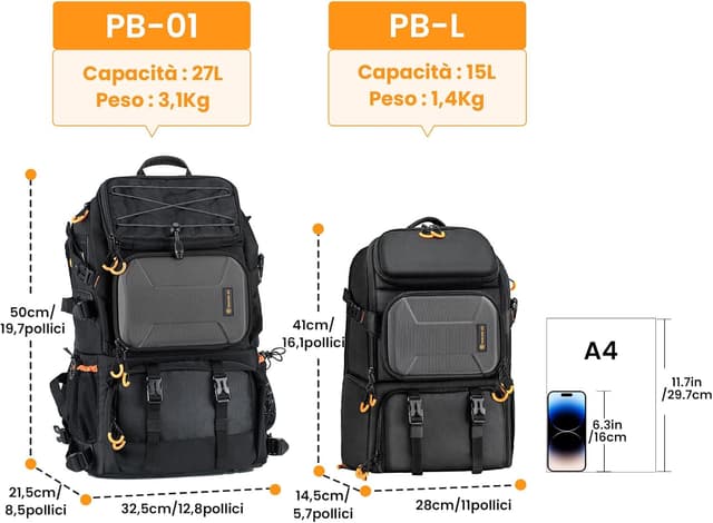 Thumbnail 1 de TARION Zaino Fotografico Capienza Grande