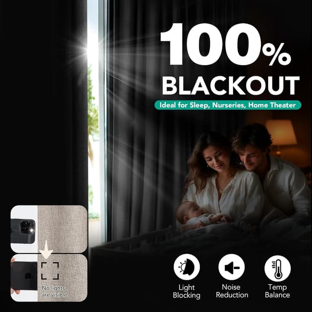 Thumbnail 3 de Deconovo Rideaux occultants kaki 140x180 cm (2 panneaux)