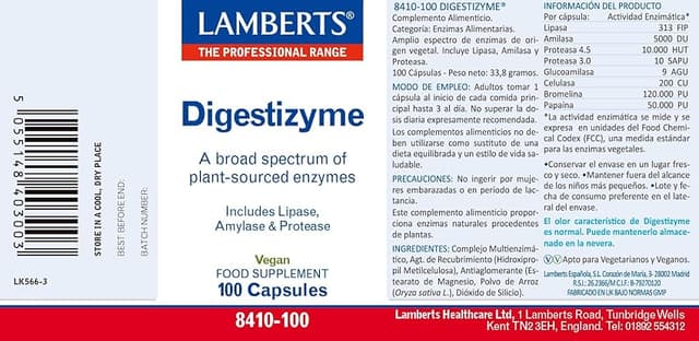 Thumbnail 1 de Lamberts Digestizyme 🌿 100 Cápsulas para la digestión