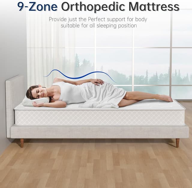Detalle 2 de CRAZYLYNX 3FT Single Mattress 9‑Zone Inner Spring with 3D Breathable Fabric – 7.5 Inch Thickness