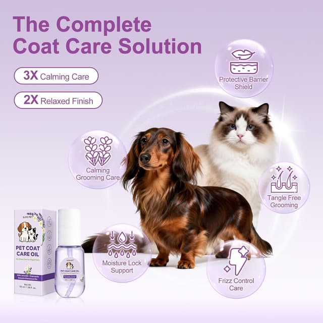 Detalle 2 de Pet Coat Care Oil leave-in grooming oil for dogs & cats (55ml) – Lavender & chamomile
