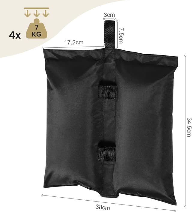 Detalle de Laneetal Pavillon-Gewichte 4er-Set für Zelte & Sonnenschirme – Befüllbare Sandsäcke aus Oxford-Gewebe