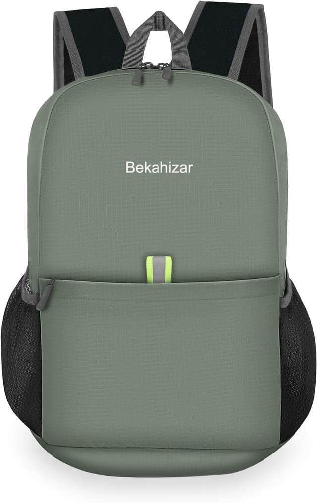 Detalle de Bekahizar Small Rucksack 15L Packable Backpack (Grey Green) – ultralight foldable daypack