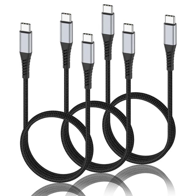 Detalle de PEAKLIFT USB-C to USB-C Cable 1m (3-pack) with USB Power Delivery fast charging, braided 60W 3A