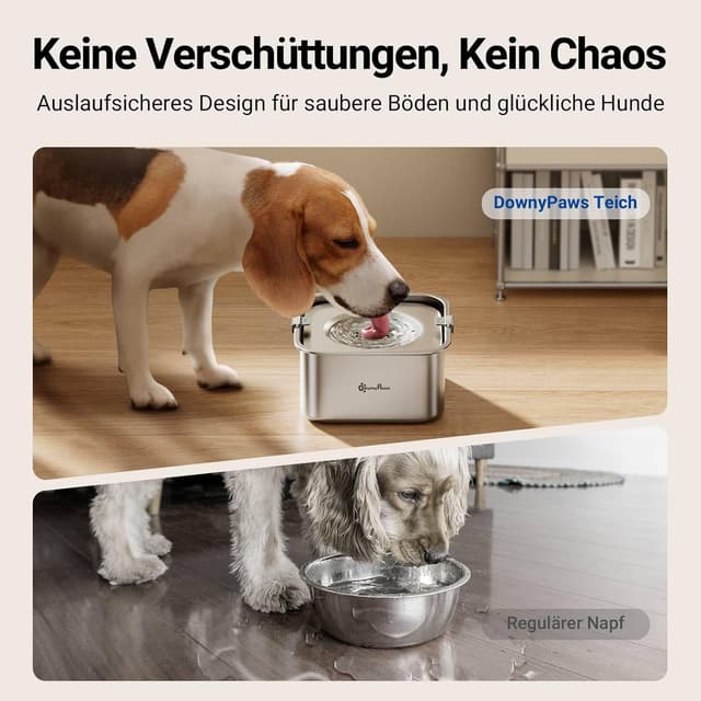 Detalle de DownyPaws Wassernapf für Hund 3 l aus 304 Edelstahl