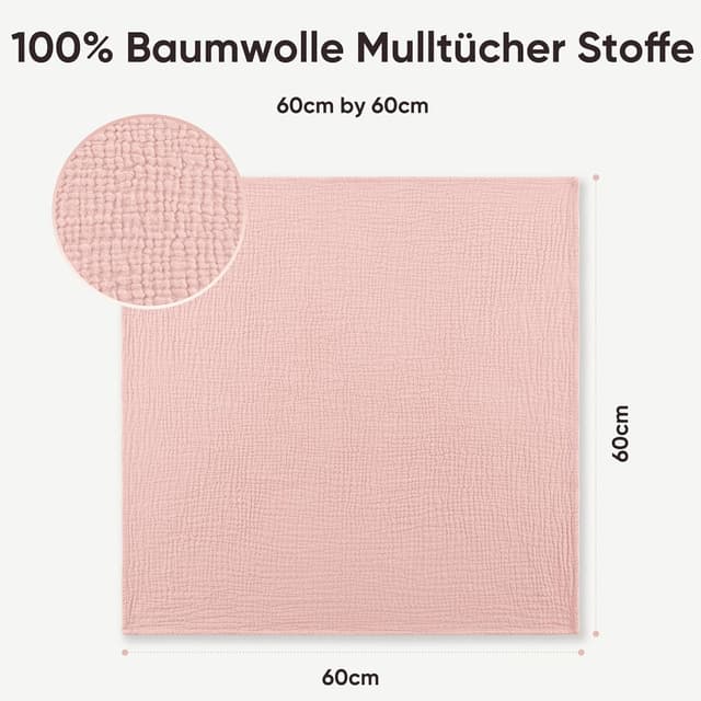 Detalle 2 de Bearmoss Musselin-Spucktücher Set 6x 60x60 cm