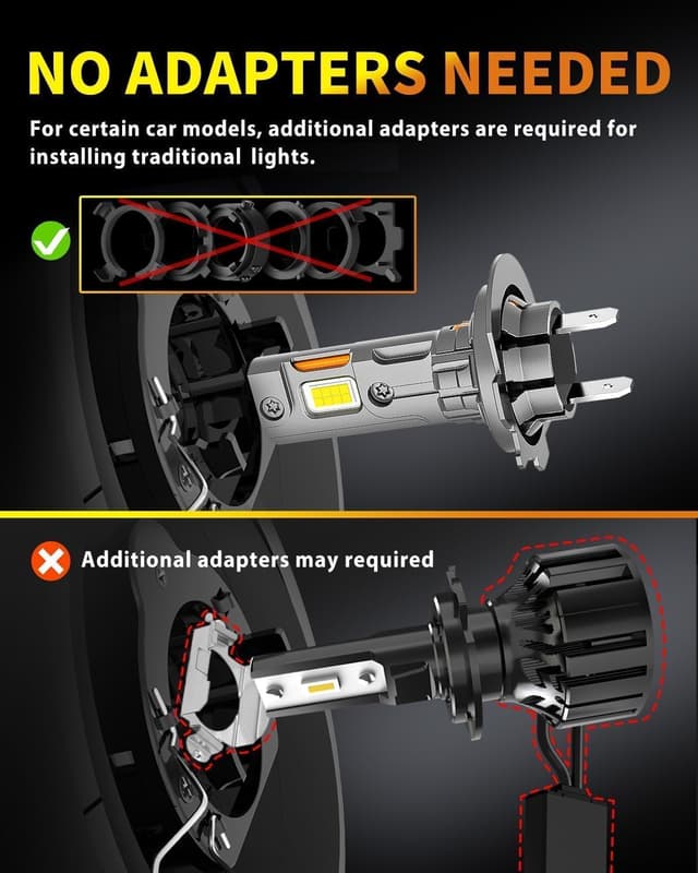 Detalle de Termitor H7 LED Light Bulbs (80,000LM) — Plug-and-Play, IP68 Waterproof, 1:1 Halogen Size, Pack of 2