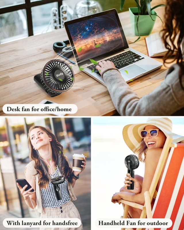 Thumbnail 6 de Bistfy Ventilatore portatile ricaricabile 5200mAh ultra silenzioso con LCD, 6 velocità e USB-C