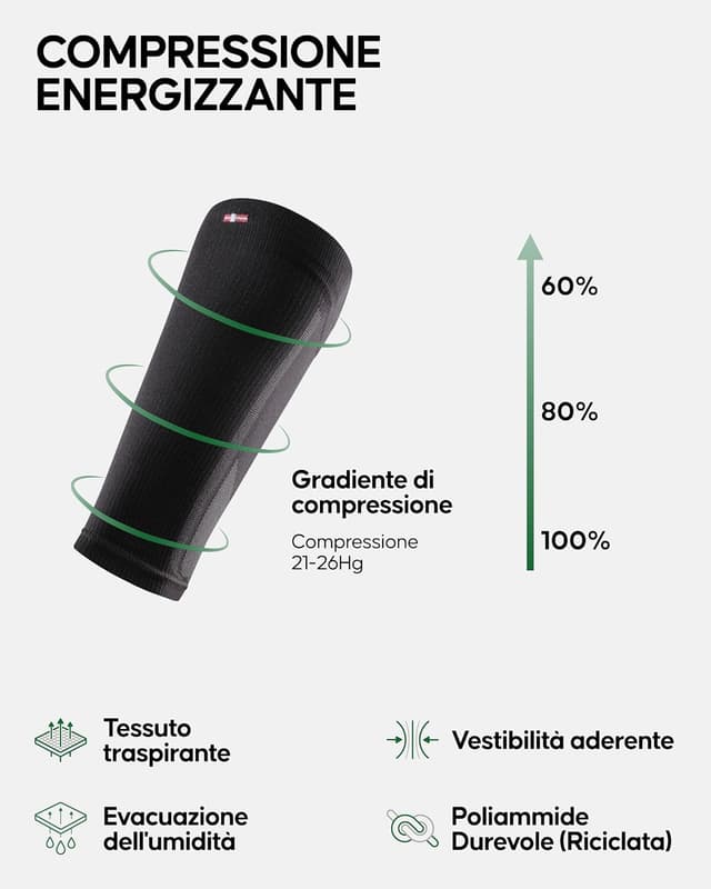 Detalle de DANISH ENDURANCE Fasce a compressione graduata 21-26 mmHg per uomo e donna, scaldamuscoli per polpaccio