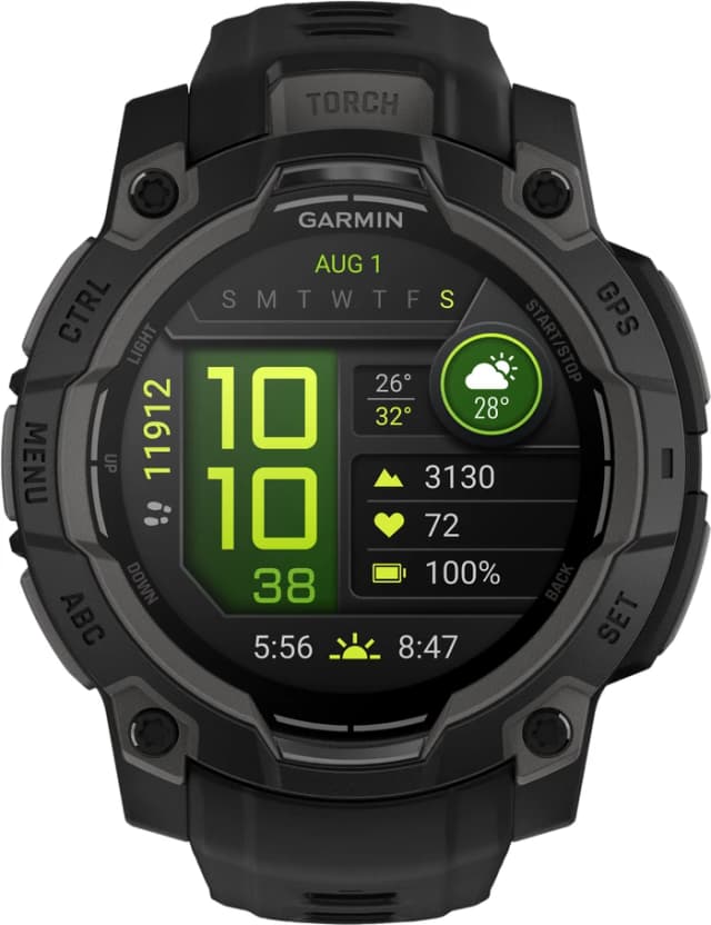 Detalle de Garmin Instinct 3 45 mm Schwarz – robuste Sport-Smartwatch für Alltag und Training