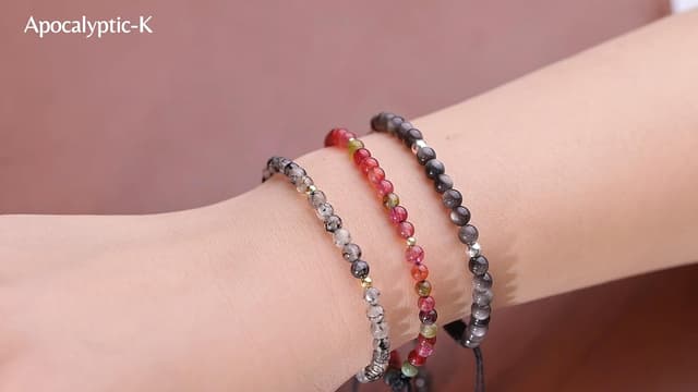 Thumbnail 6 de Apocalyptic-K Damen Fußkettchen aus 925 Silber/Gold mit Naturstein-Perlen (4 mm), handgewebt