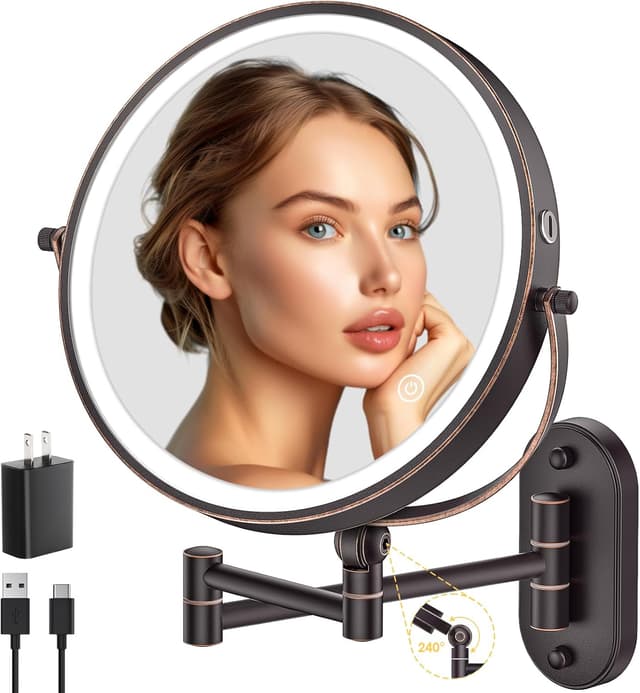 Thumbnail 6 de 9" Wall Mounted Lighted Makeup Mirror 4000mAh 💄
