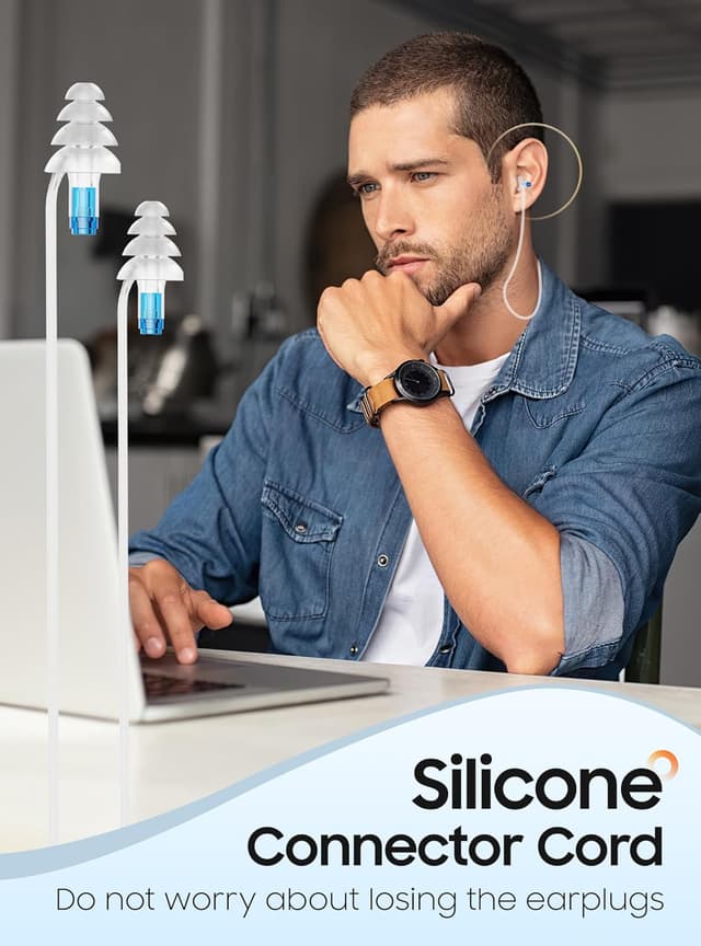 Detalle de Eargrace Ear Plugs for Flying (2 Pairs) reusable silicone earplugs with 26dB noise reduction for adults