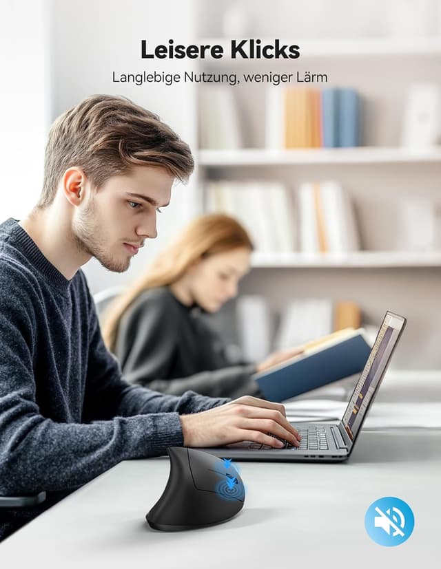 Thumbnail 6 de TECKNET ergonomische Bluetooth-Maus mit Jiggler & wiederaufladbar – BT 5.0/3.0 + 2,4 GHz, bis 4.800 DPI