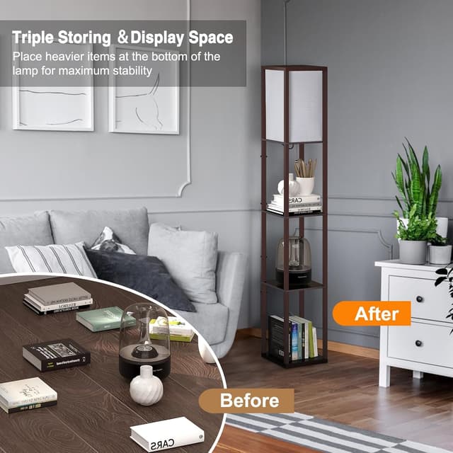 Detalle de Omdekor LED Stehlampe Holz, 160 cm