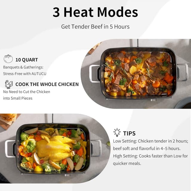 Thumbnail 5 de AUTUCU Slow Cooker 10-Quart