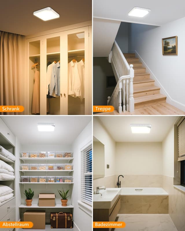 Detalle de Akku Deckenleuchte mit Bewegungsmelder innen (6 W) – kabellos für Bad, Flur & Schrank mit Fernbedienung