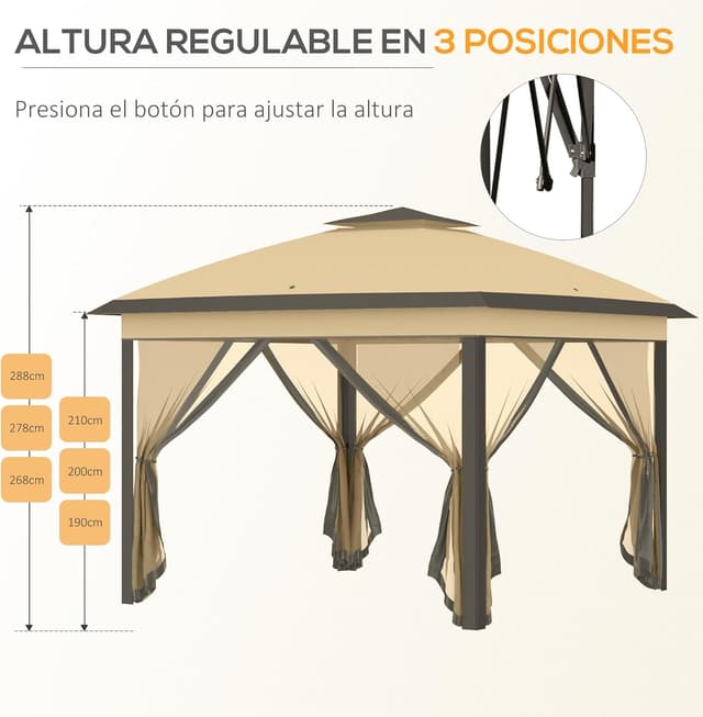 Detalle 1 de Outsunny carpa plegable 3,3x3,3 m Pop-up