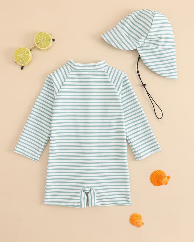 Detalle de UV Kleidung Baby Badeanzug mit Hut (Gr. 62–98) – Langarm UV-Schutzkleidung für Schwimmen