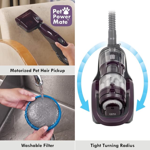Detalle de Kenmore 22614 Pet Friendly Lightweight Bagless Compact Canister Vacuum with Pet Powermate (HEPA) — Purple