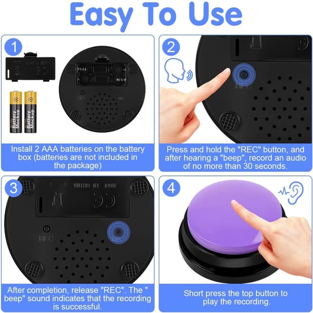 Detalle 2 de vsshe Buzzer mit Aufnahmefunktion – Talking-Trainingstaste für Hund & Haustier-Interaktion