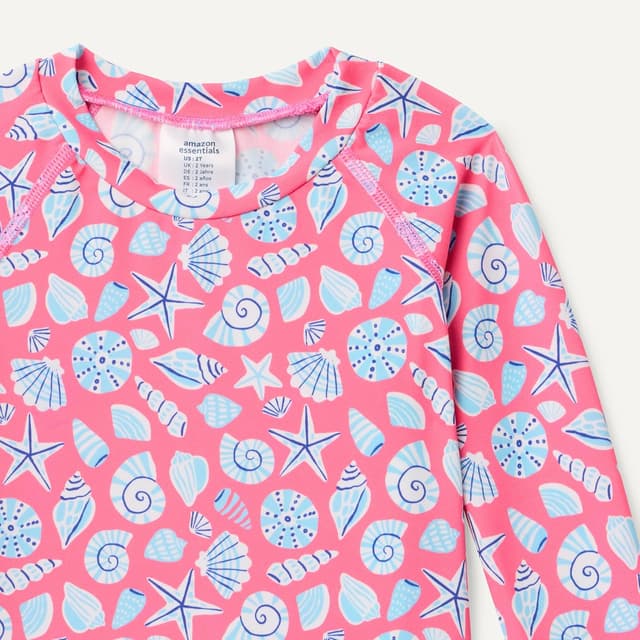 Detalle 2 de Maillot de bain fille 3 pièces Amazon Essentials : rashguard à manches longues et bikini à superposer