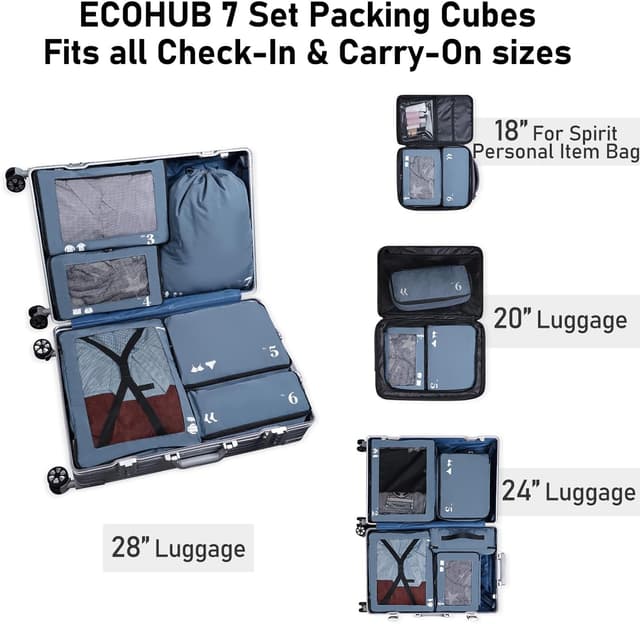 Thumbnail 5 de ECOHUB Packing Cubes 7 Piezas para Equipaje ✈