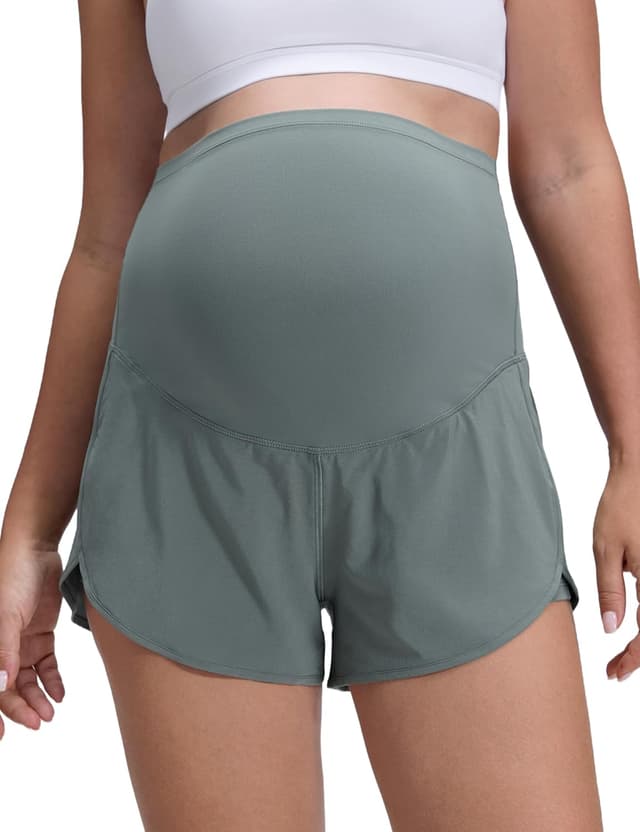 Detalle de CRZ YOGA shorts de maternité 2 en 1 Femmes Feathery-Fit Soft, hauteur super haute et poches