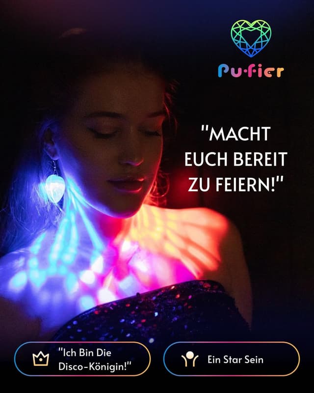 Detalle de PUFIER LED Ohrringe Rhombic Discokugel – 16 Lichtmodi, wiederaufladbar