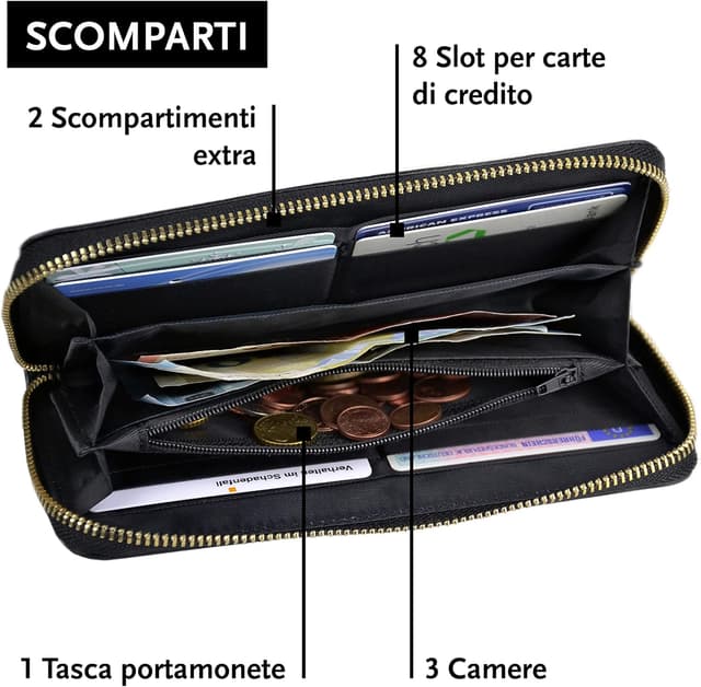 Thumbnail 4 de DonDon Portafoglio donna nero monocolore