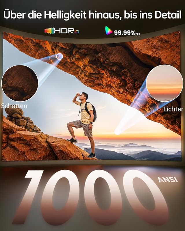 Detalle de TOPTRO Smart Beamer 4K Heimkinoprojektor 1000 ANSI