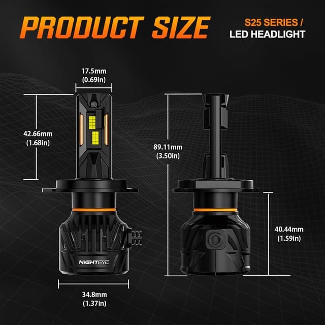 Detalle de NIGHTEYE H4 LED headlight bulbs 34000LM