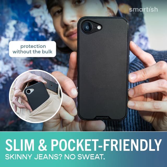 Thumbnail 6 de Smartish Gripmunk Magnetic Slim Case for iPhone 17e/16e with MagSafe (Black Tie Affair)