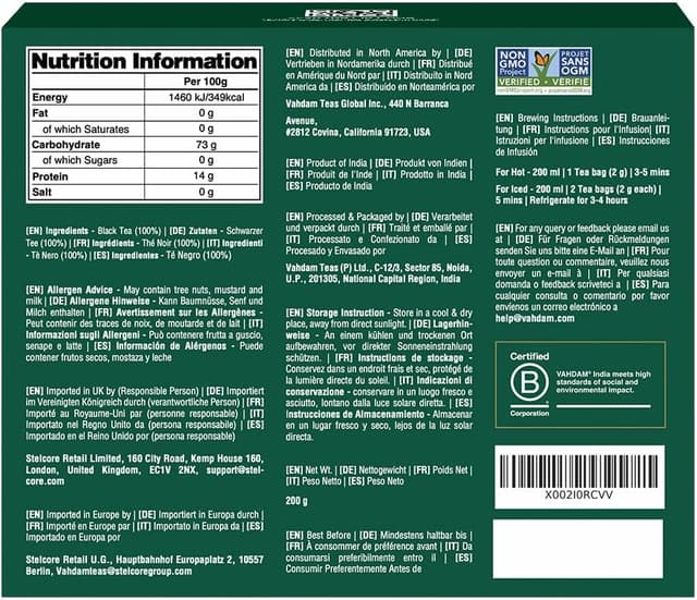 Thumbnail 8 de VAHDAM English Breakfast Té Negro ☕ 100 Bolsitas para Disfrutar