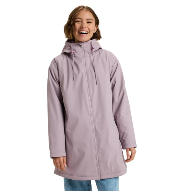 Detalle de Roxy Rain Road Polar Zip: trenca para lluvia de mujer con polar y cremallera frontal