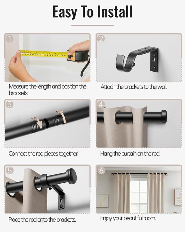 Detalle de Curtain pole for eyelet curtains, 80–120cm