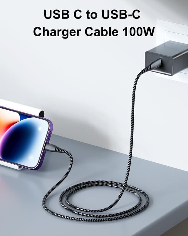 Detalle 2 de AINPOW 100W Cable USB C carga rápida 1m 2Pack