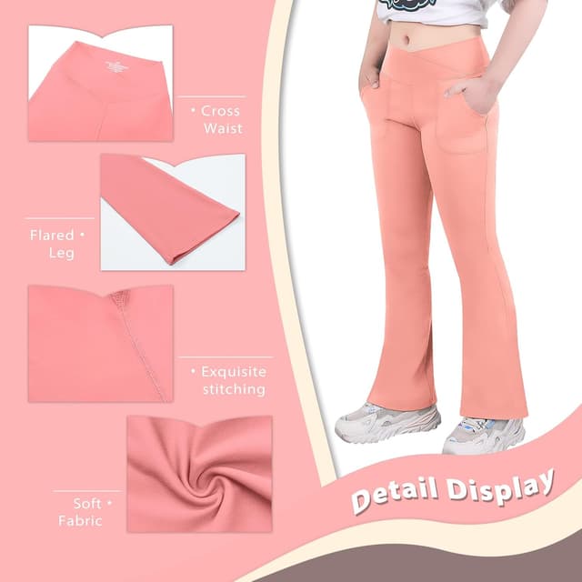 Detalle 2 de Leggings évasés Glacspyg fille avec poches et taille en V