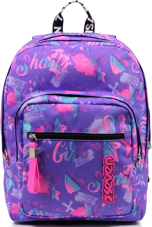 Detalle 2 de Seven Zaino New Fit Rosa e Nero Fantasy Black, doppio scomparto da scuola e viaggio